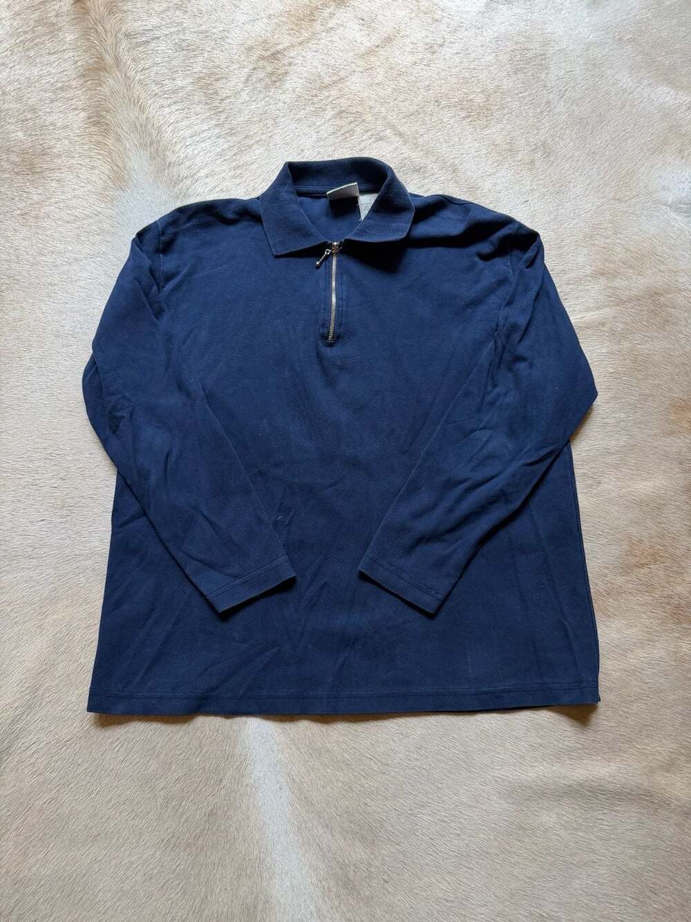 Turnbury Navy Blue Quarter-Zip Long Sleeve Pullover Sweatshirt